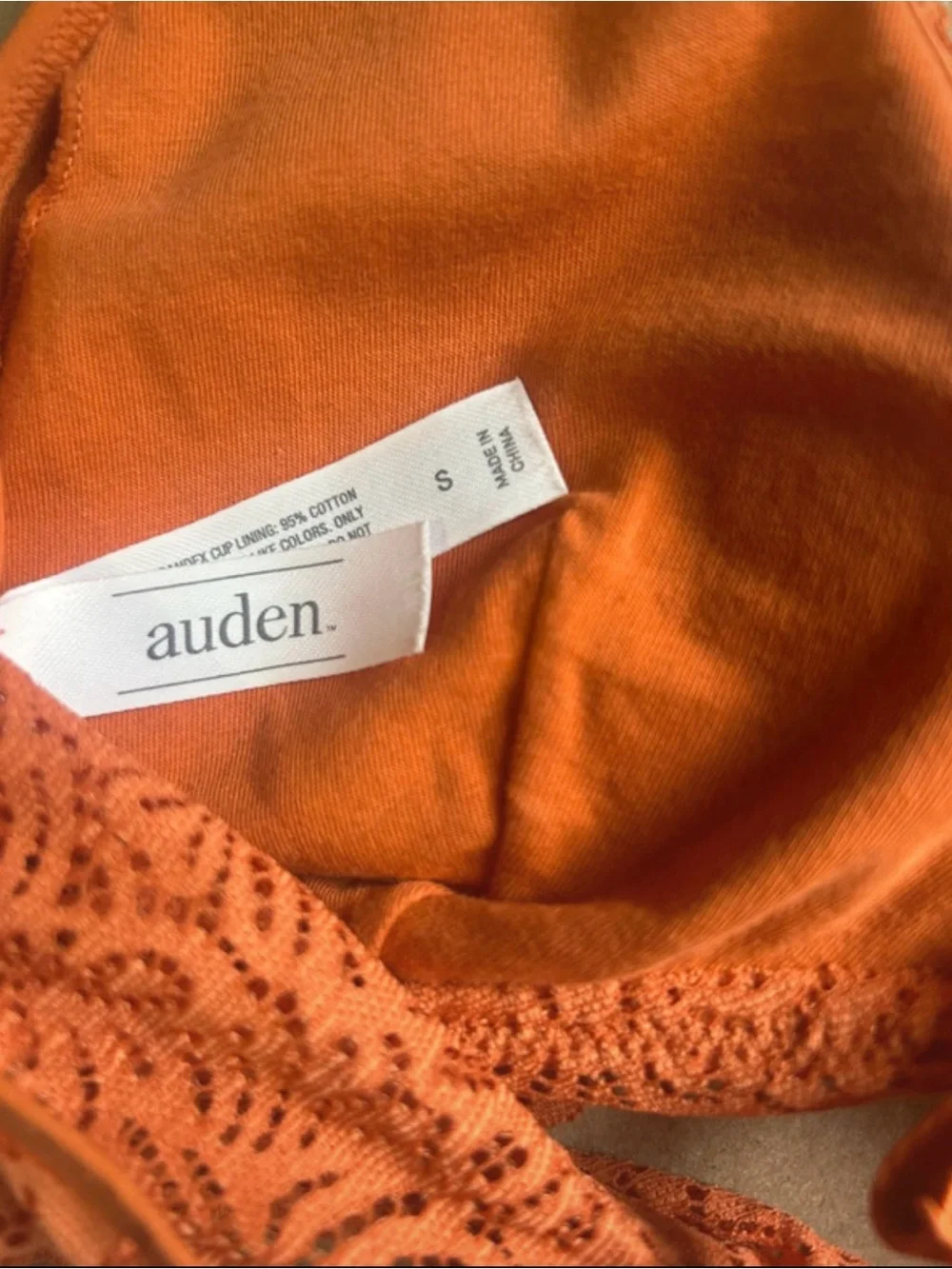 Auden Orange Lace Bralette